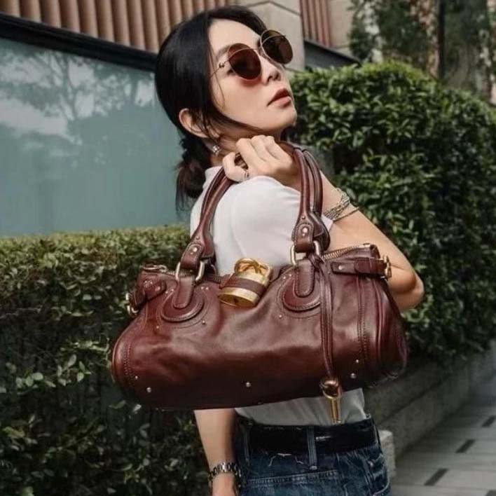 Luxury Tote Shoulder Bags Purse Woman Design Grain Leather Paddington Bag New Fashion Handbag Retro Lock Head Bag Handheld Crossbody TIANOUDAISHU