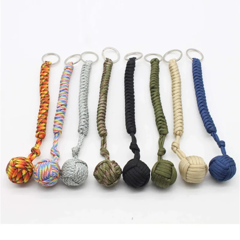 1pc Monkey Fist Steel Ball Self Defense Lanyard Survival Key Chain Broken Window Umbrella Rope Braided Outdoor Safety Prot 250926