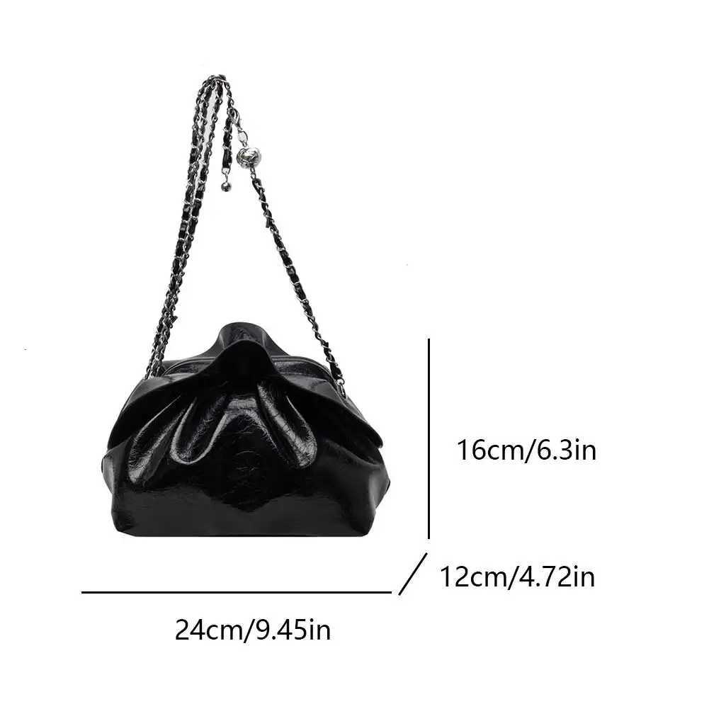 Women PU Leather Clutch Purse Ruched Evening Bag with Detachable Chain Shoulder Bag Dressy Wedding Prom Party Purse Z250926