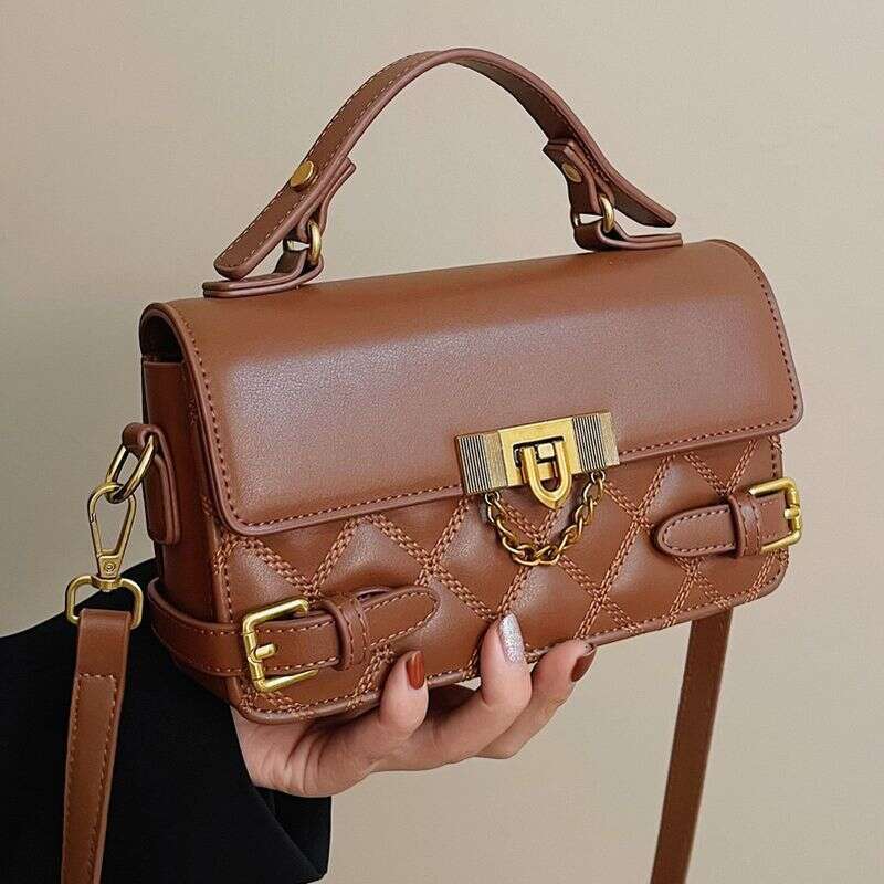 New Dia Lattice Handbag Female Retro Hundreds Of Small Square Spring Texture Single Shoulder Crossbody Bag