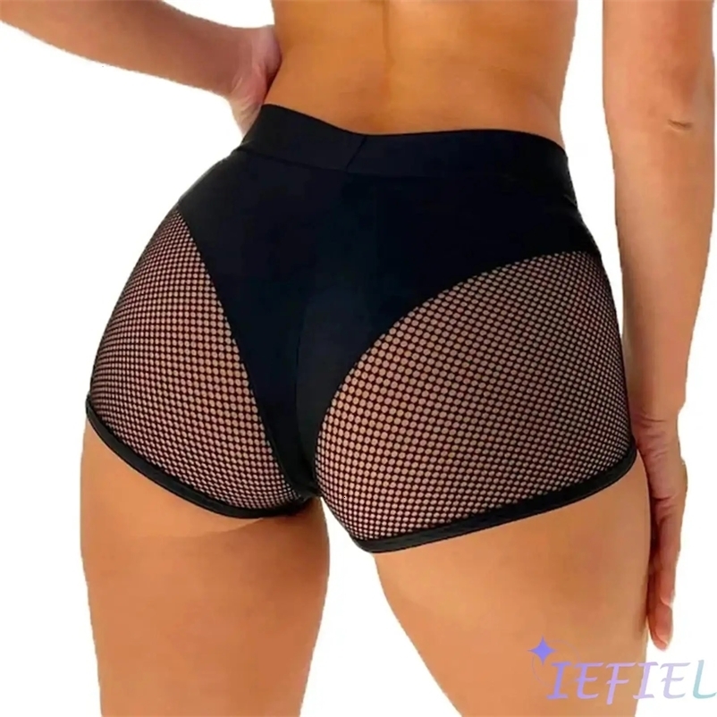 Women Girl Sports Fitness Workout Yoga Hollow Out Fishnet Push Up Booty Shorts Pole Dancing Costume Pants Beachwear Clubwear 250319bj