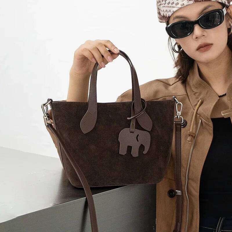 NEW Autumn Winter Women's Suede Cowhide Leather Crossbody Bag Designer Genuine Leather Commuting Shoulder Bag Suotong2509