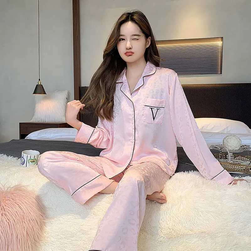 Sexy Leopard Print Pajamas Set Rayon Sleep Set Womens Home Clothes Long Shirtpants Loungewear As Gift Pijamas Suit Z250925