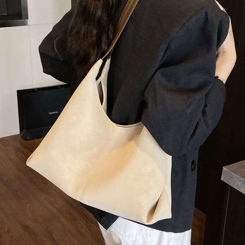 for Women, Large Capacity New Versatile Lazy Style Single Shoulder Crossbody Commuter Soft Leather Tote Bag