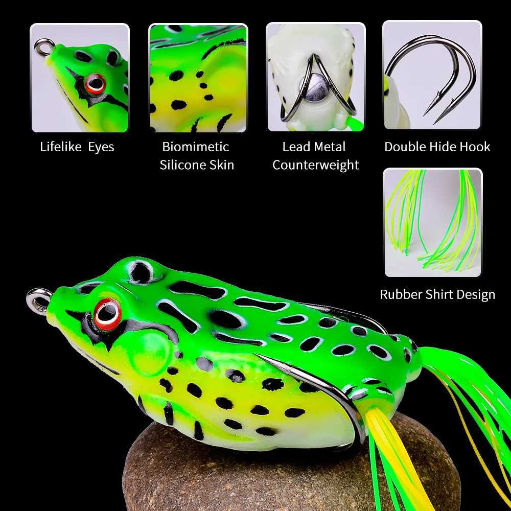 2 Pcs 5g 9g 13g 175g Frog Lure Soft Tube Bait Plastic Fishing Lure with Fishing Hooks Topwater Ray Frog Artificial 3D Eyes W250926