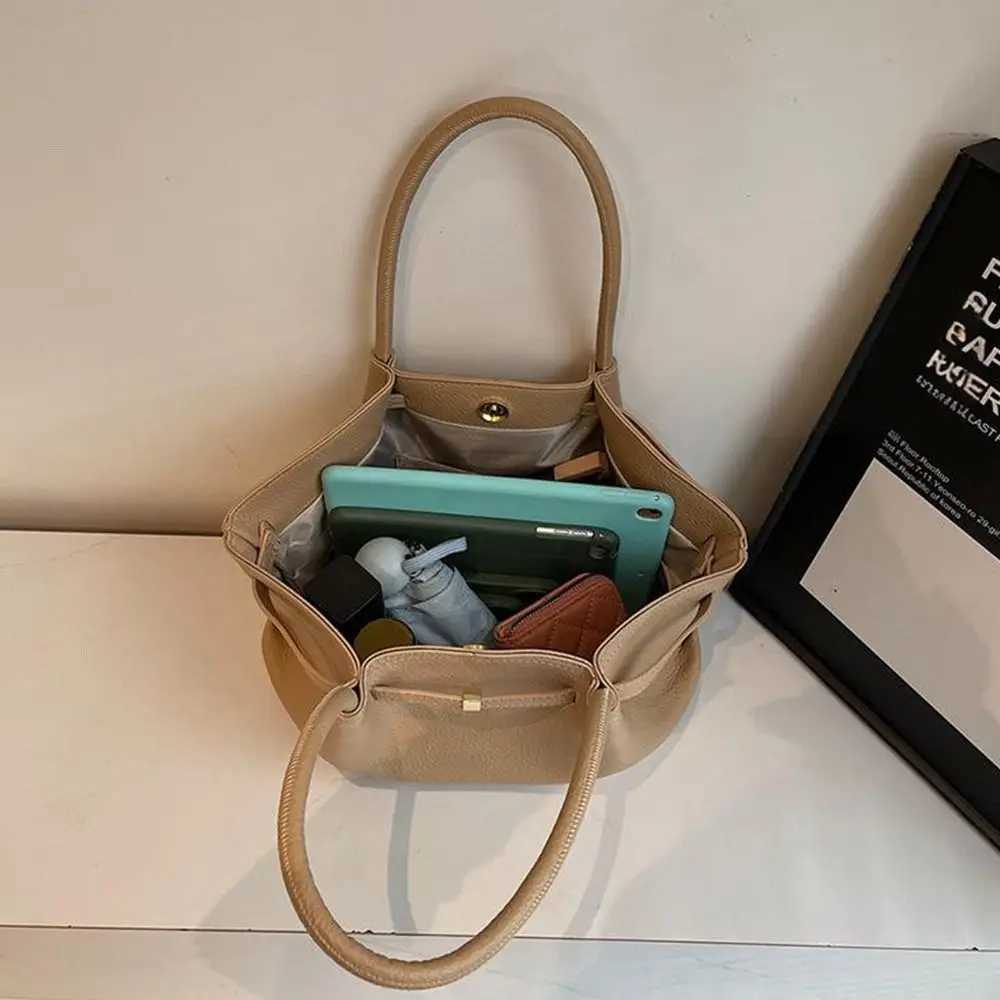 Luxury Lychee Pattern Underarm Shoulder Bags PU Leather Solid Color Womens Handbags Large Capacity Tote Bag TravelW250926