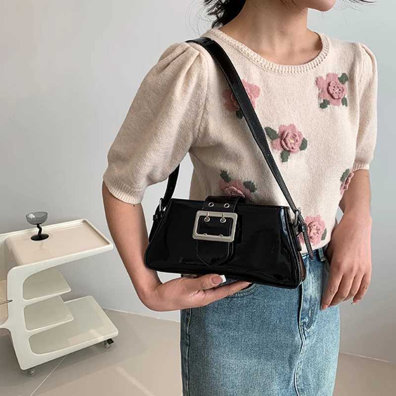 Silver Shoulder Bags for Women 2023 Spring Y2K Small Purse Glossy PU Leather Luxury Brand Female Underarm Handbags Pink Z250926