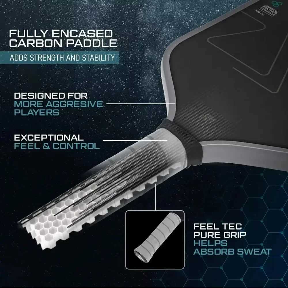 T700 Thermoformed Unibody Raw Carbon Fiber Pickleball Paddle Spin Textured Surface Ergonomic Grip with Foam Edge USAPA Approved J250926