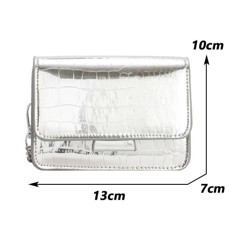 Vintage Women Silver Chic Crossbody Bag Luxury Designer Small Shoulder Bags Fashion Gold Mini Square Cute Pu Leather Handbag Z250926