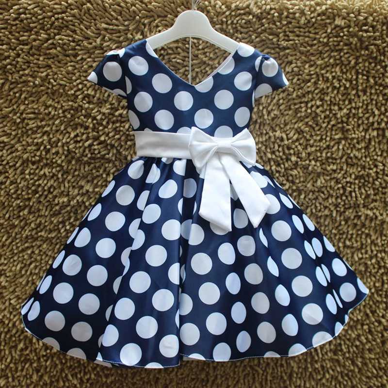 Summer Baby Girl Short Sleeve Bow Princess Dress for Girl Polka Dot Big Red Party Wedding Dresses Kids Clothes Children Costumes Z250926