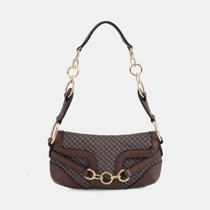 Retro British Ancient floral lock metal shoulder of baguettes underarm bag