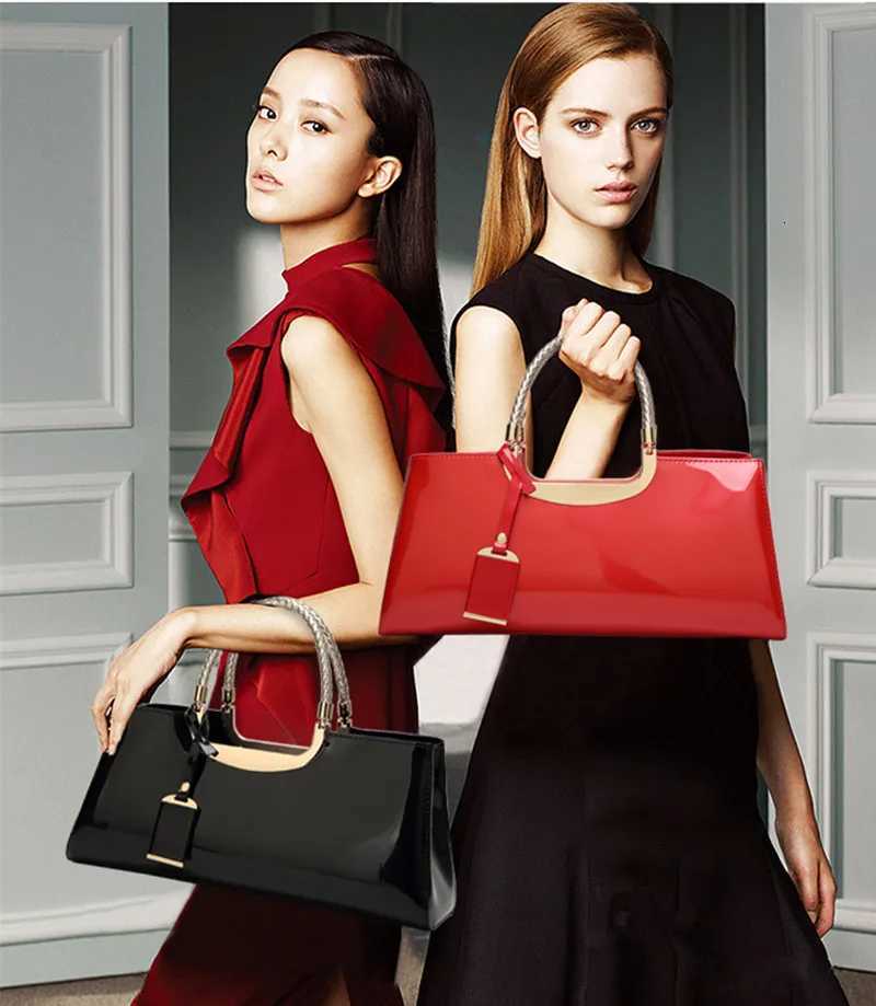 Luxury Designer Handbags Women 2024 Highend Evening Party Clutch Bag Ladies Bright Patent Leather Top Handle Underarm Bags Z250926