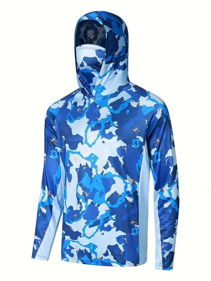 Fishing Shirt Hooded Men Fishing Clothes Outdoor Summer Mask Hoodie Sun Uv Protection Performance Jersey Z250926