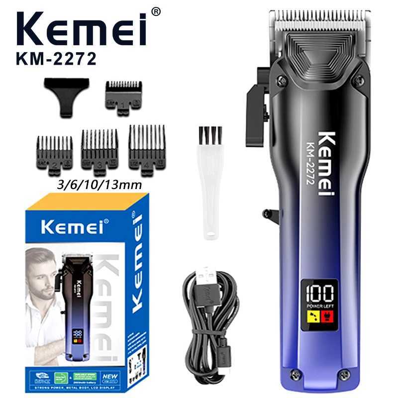 Kemei Mens Hair Clipper Electric Professional Cordless Hair Trimmer USB Rechargeable Hair Clippers With LCD Display KM2272 R250926