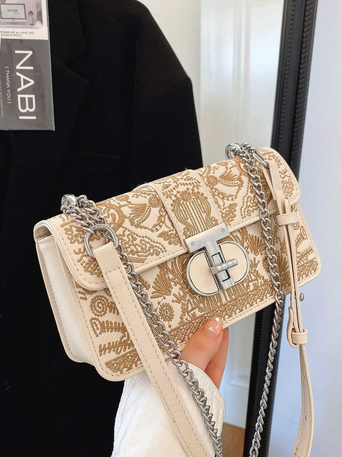 Minority design embroidered bag womens 2024 new fashion chain shoulder bag square bag Z250926