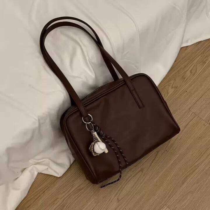 Large Capaci Tote Women's Faion Retro Underarm Bag Versatile Autumn New Sle Commute Soft Surface Double Strap