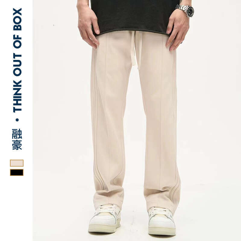 2025 American Style Men's Side Stripe Straight Casual Long Pants Draped Loose New Trendy Ins Versatile B5