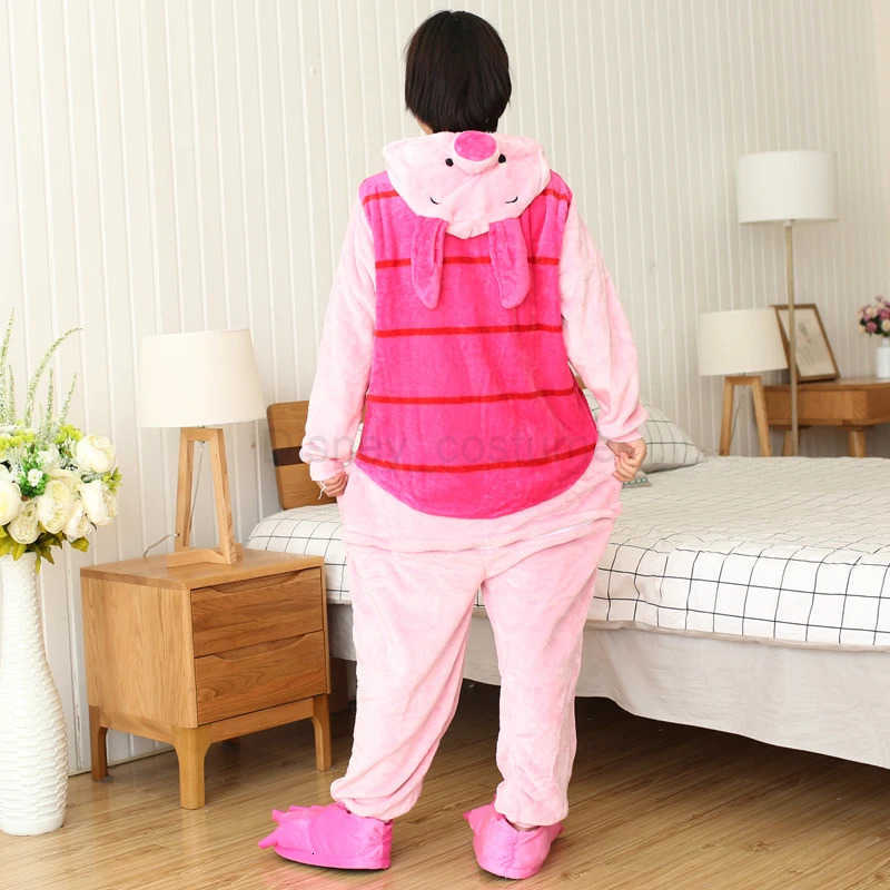 Disney Adults Kids Piglet Onesie Soft Long Sleeves Pajamas Home Clothes Women Men Anime Cosplay Costumes For Christmas Halloween Party H250926