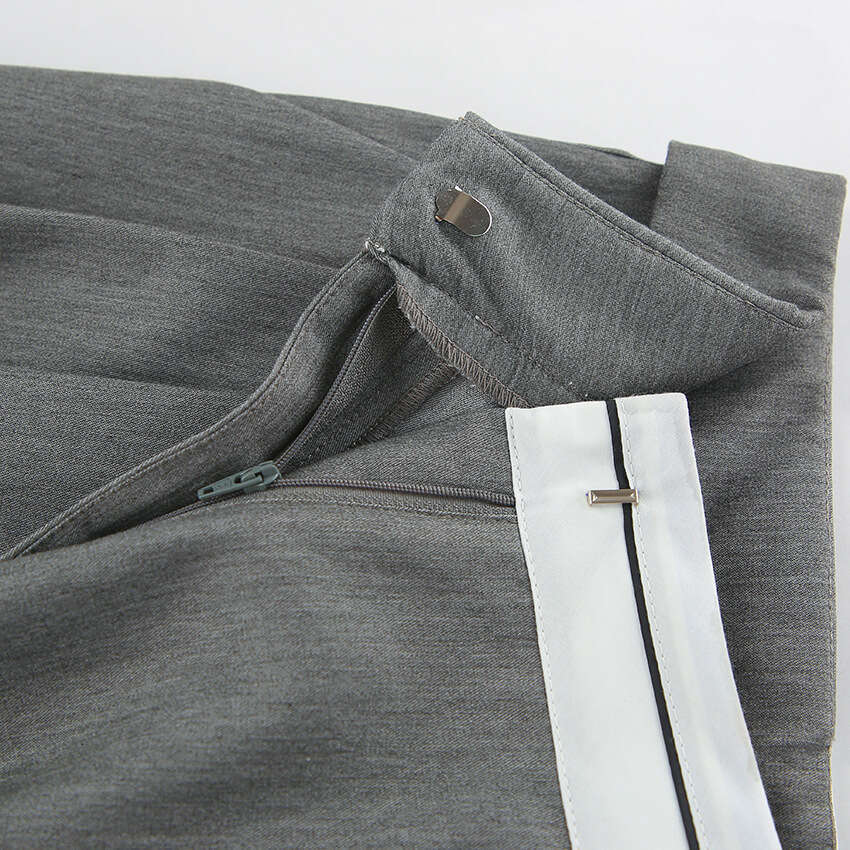 Design Sense Color-Block Gray Casual Suit Pants for Women Autumn Deconstructed Straight-Leg Trousers 2025 Women's Fashion