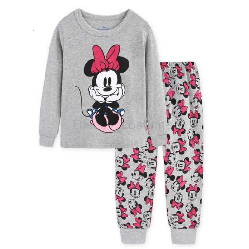 Disney New Girls Long Sleeve Pyjamas Kids Minnie Pajamas Baby Cotton Pijama Children Sleepwear Girls Clothing Sets Baby Wears H250926