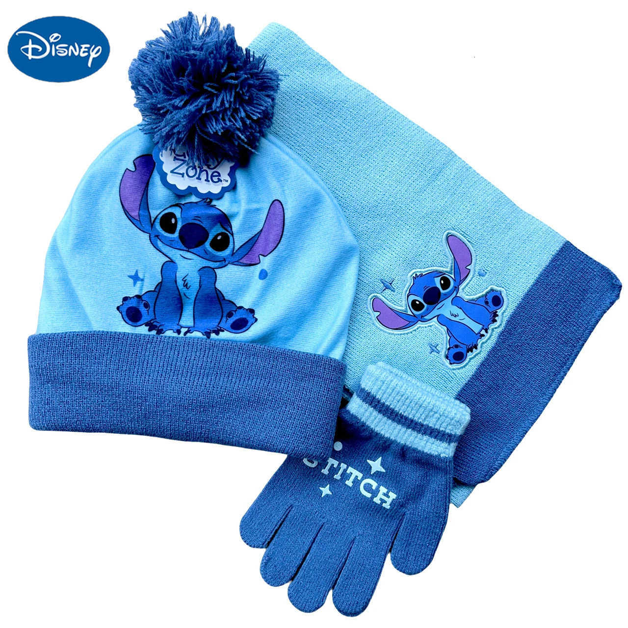 Disney 38Years New Autumn Winter Children Stitch Cartoon Scarf Hat Glove Warm knitted hat Boy Girl Cap Child Christmas Hat H250926