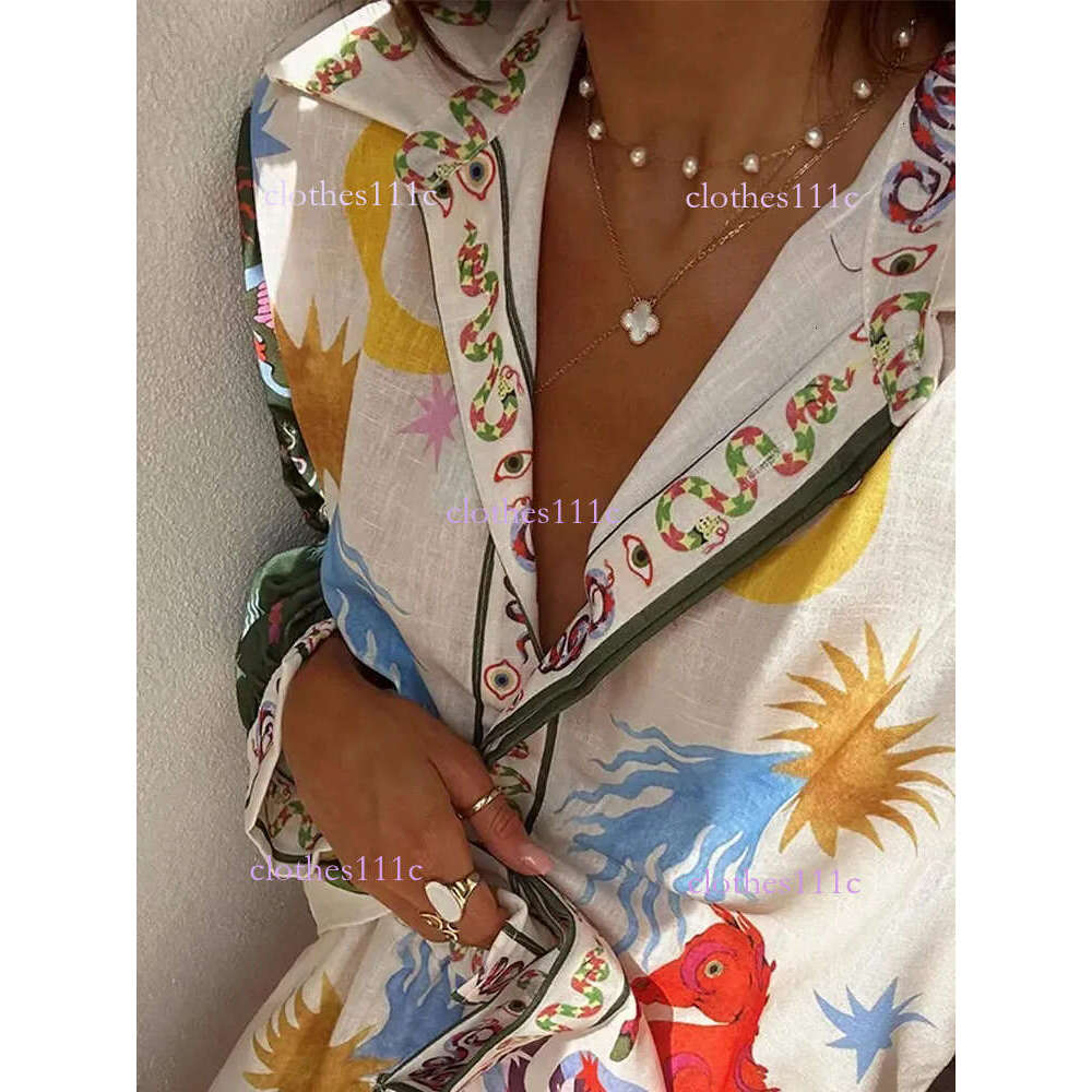 Spring Women Cartoon Print Pant Two Pieces Set Fashion Loose Lapel Long Sleeve Shirt Suit Summer Chic Female Soft Homewear 240415