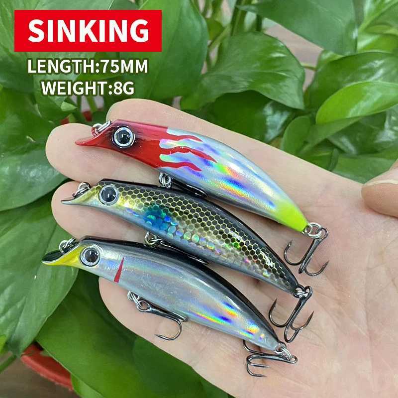 Sinking Minnow Fish Lures 75mm 8g Swimbait Isca Artificial Bass Trout Lure Jerkbait Wobbrs Fishing Tack Hard Bait 9061 W250926