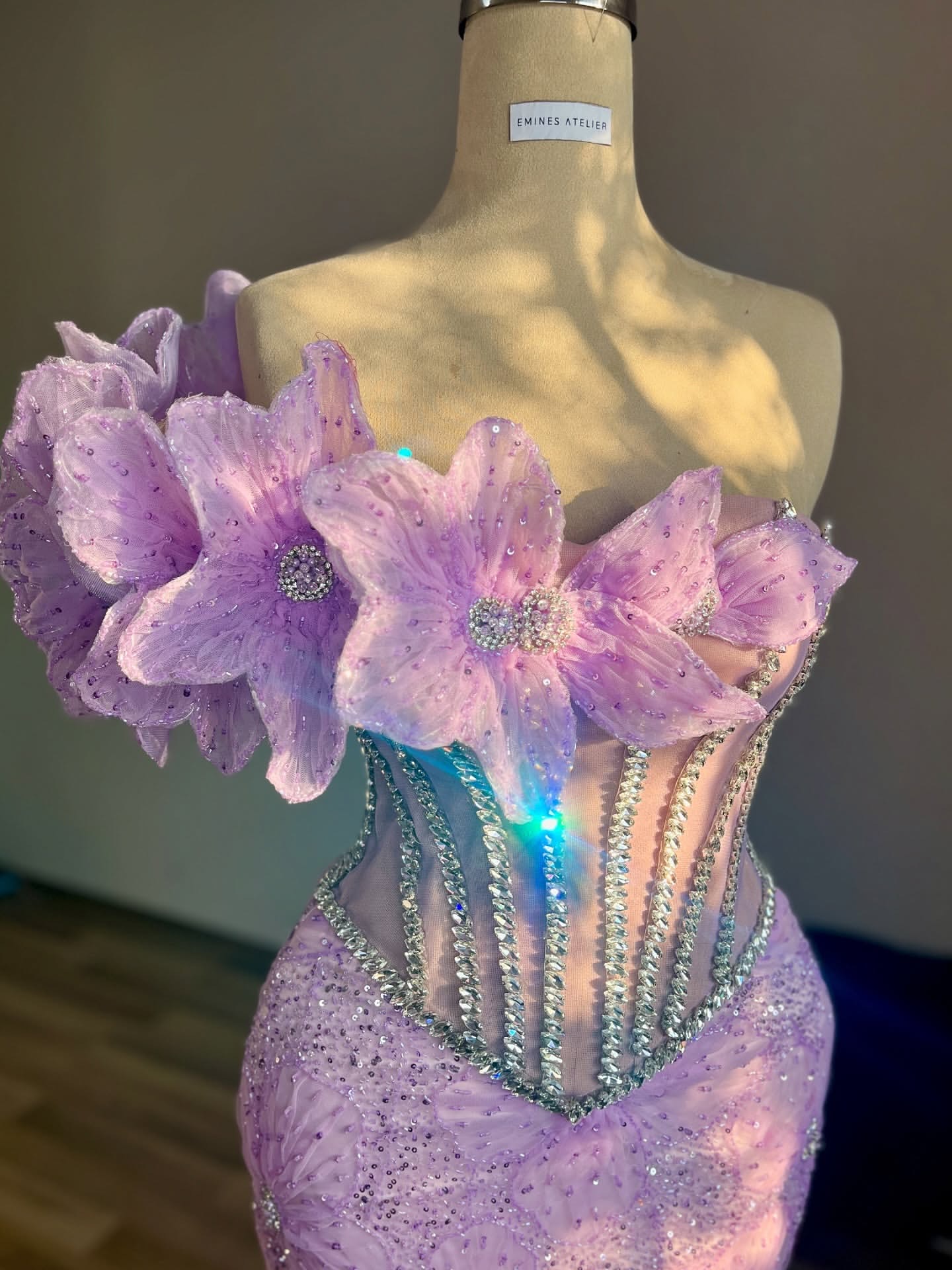 Lilac Mermaid Prom Dresses 2025 Flowers Crystals Floral Lace Beaded Evening Formal Party Second Birthday Engagement Gowns Plus Size Dress For Special 