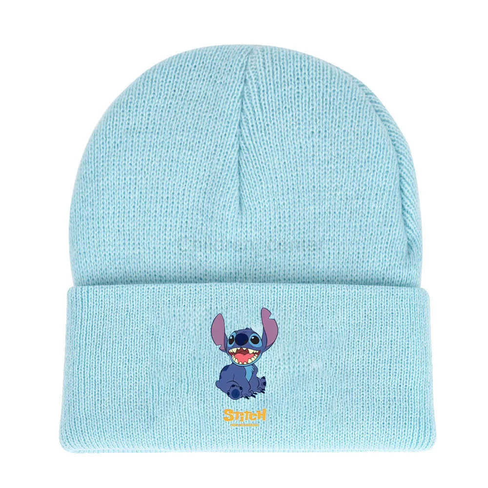 Disney New Warm Stitch Knitted Caps Anime Cartoon Stitch Kids Hat Winter Elastic Beanies Hat Birthday Gift H250926