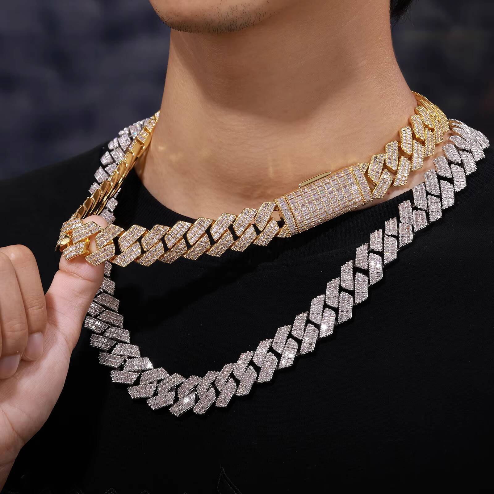2025Hip Hop Street Style Cuban Link Chain Necklace for Men