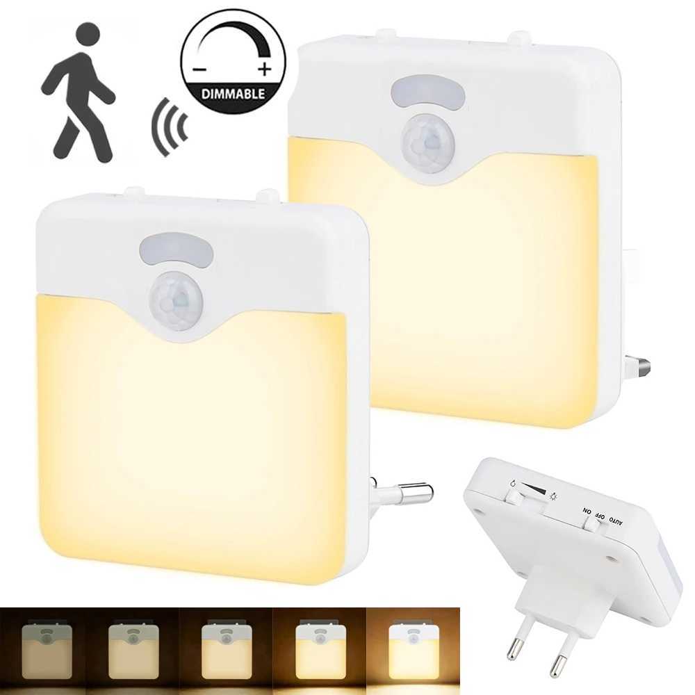 Motion Sensor LED Night Light UK EU Plug Dimmable Wireless Lamp for Kids Room Energy Efficient Dusk to Dawn Sensor Stairway Lamp C250925