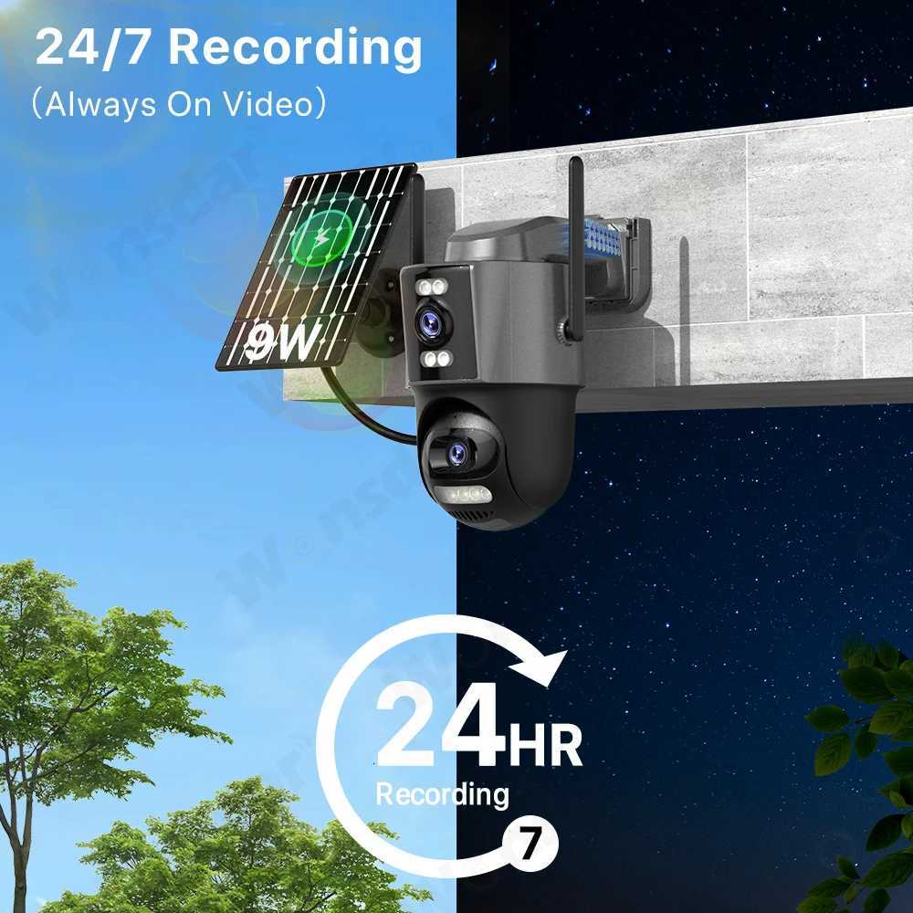 4G Sim Solar Camera 24 Hours Record Three lens 10X Zo Camera Outdoor IP66 Waterproof 9W Solar Panel Builtin Battery iCSee Y250925