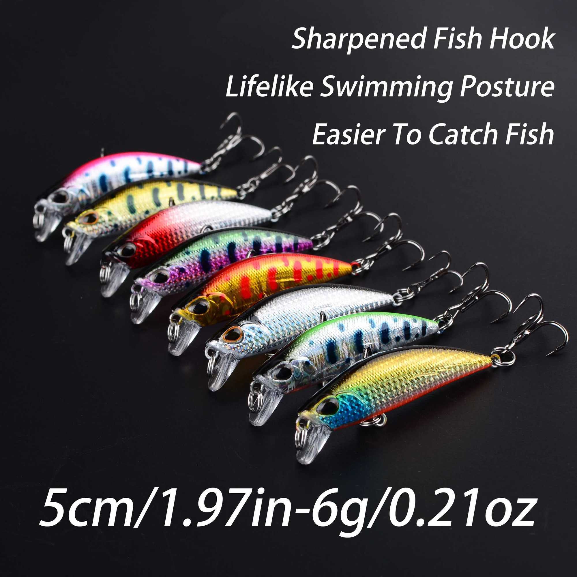 8PCS Fishing Lure Minnow Wobbr fional Baits Crankbait Carp Fishing W250926