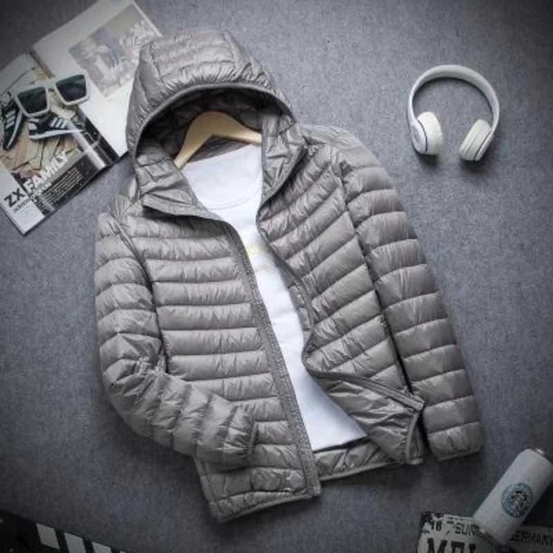 New Brand Autumn Winter Light Down Jacket Mens Fashion Hooded Short Large Ultrathin Lightweight Youth Slim Coat Down Jackets W250926
