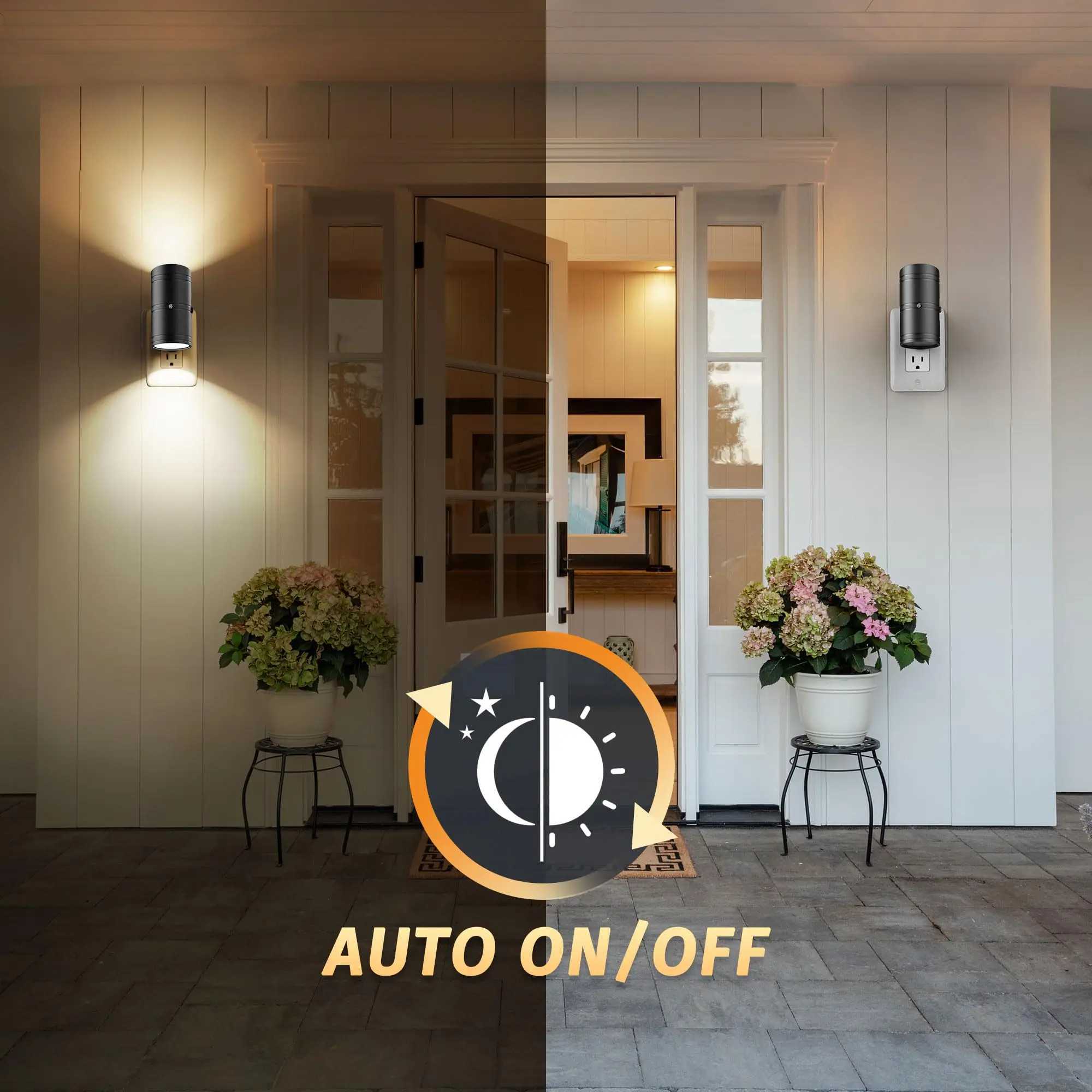 2Pc Night Lights Plug into Wall Dimmable LED Nightlight with Dusk to Dawn Light Sensor Black for Hallway Bedroom Bathroom C250925
