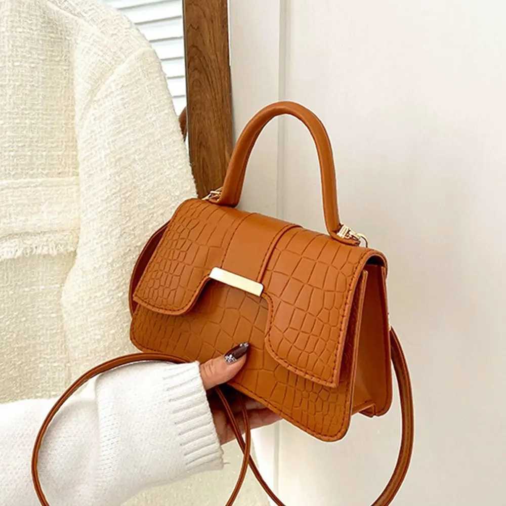 Fashion Female Shoulder Bag Alligator Pattern Small Square Bags for Women Pure Color Vintage Crossbody Bags PU Leather Handbags Z250926