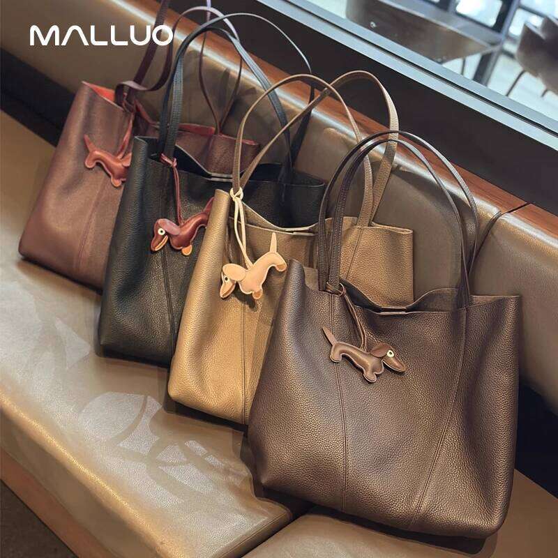 Female Soft Retro Cowhide Durable Casual Hand Bag Women's Cow Genuine Leather Shoulder Bags Ladies Fashion Trend Commute Handbag Suotong2509