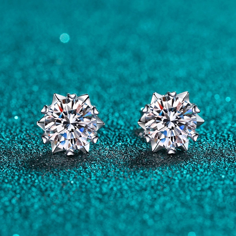 Moissanite stud earrings 925 silver snowflake diamond earring 05-2 ct perfect cut women men earings hypoallergenic jewellery passed diamond test zl176