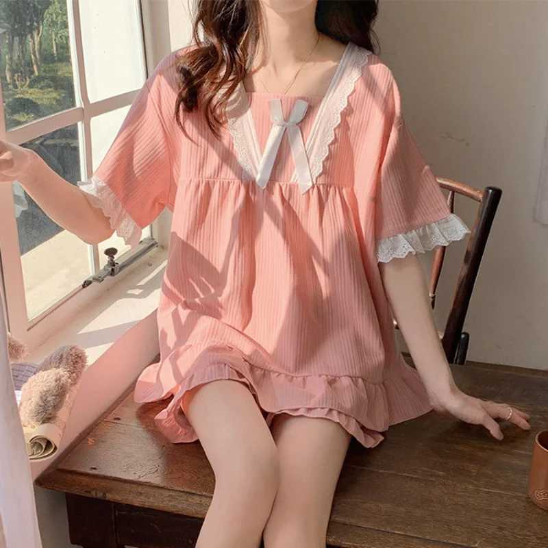 Style Pajamas Ladies Summer Loungewear Set ShortSleeved wiTH Cushion Korean Small Sweet girlfriends Loungewear Set Z250925