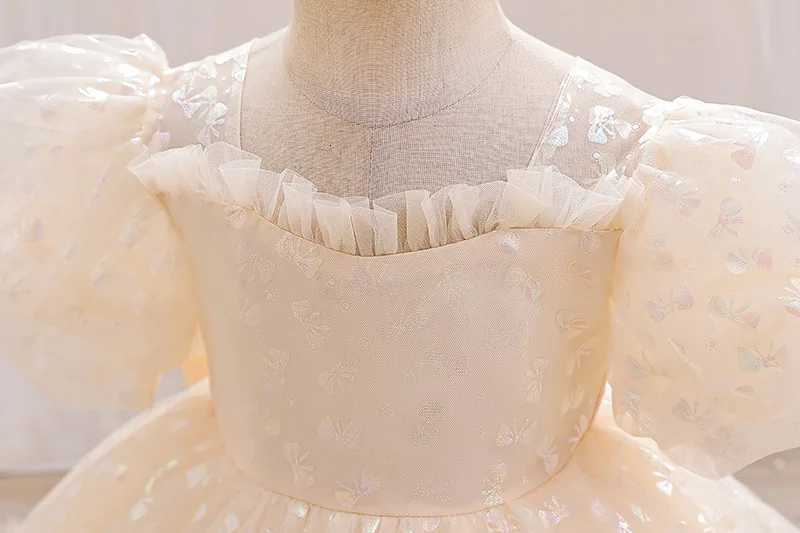 Girls New Bubble Sleeves Wedding Party Dress Princess Christmas Party Cute Foreigner Bow Birthday Dress Baby Dress Z250926