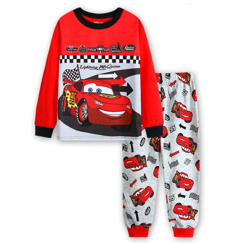 Disney New Kids Pajama Set Cotton Soft Cars Print Loungewear Long Sleeve Pjs Sleepwear for Toddler Boys nighty Girls nightwear H250926
