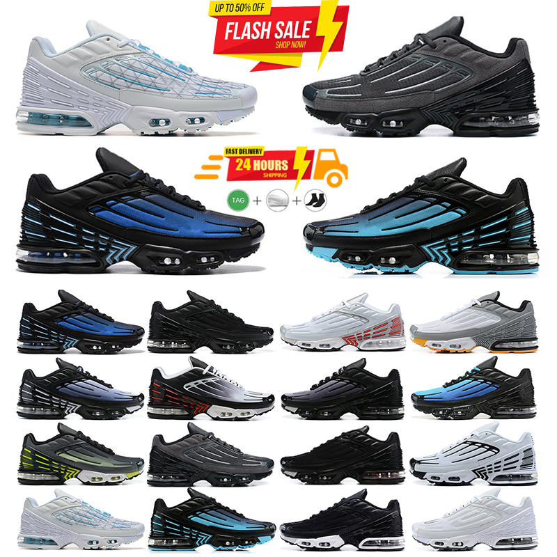 Designer TNS Plus 3 TUNED III FEMMES MENSE CHAPOISSAGES RUNACHE COHE CHARME CHARME CUIR BLANC OG BLACK LASER BLUE VERT Aqua Claystone Rouge Train