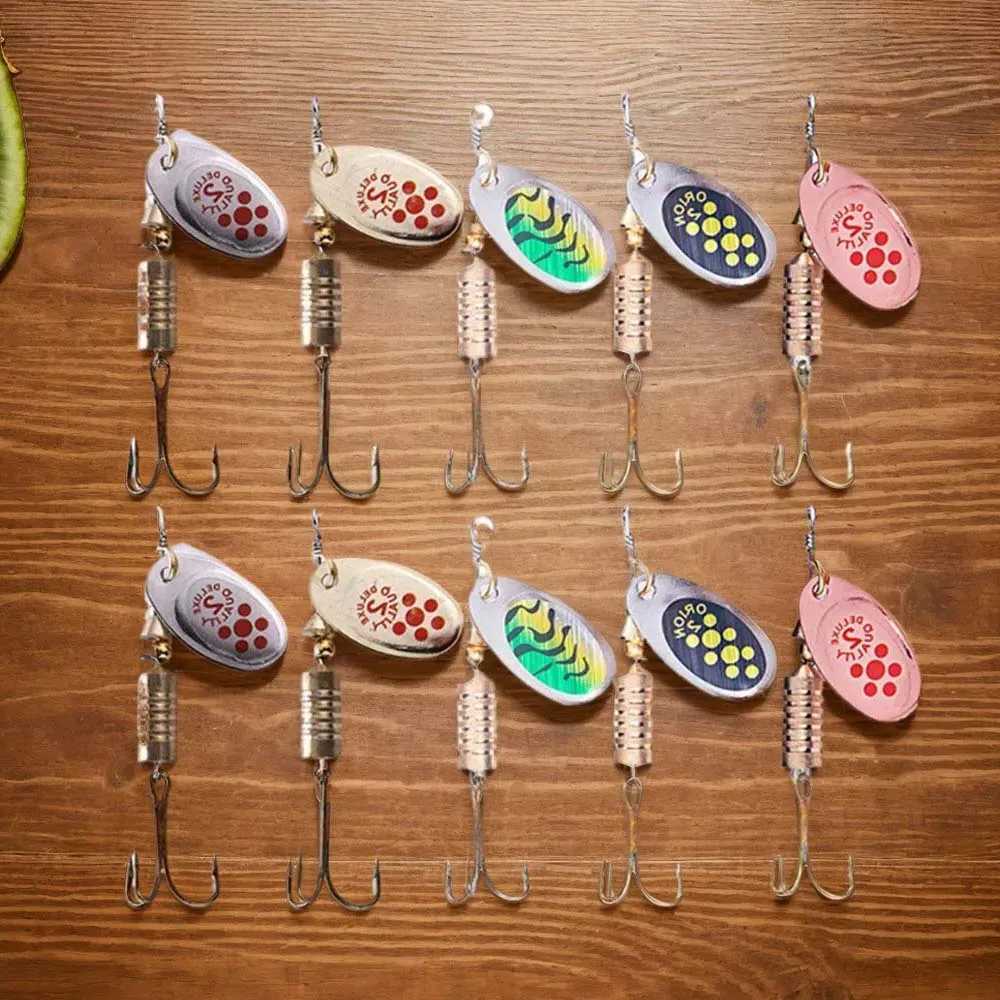 JSFUN 10PCS Spinner Spoon Metal Bait With Box Sequins Crankbait Spoon Baits Bass Trout Perch Pike Rotating W250926