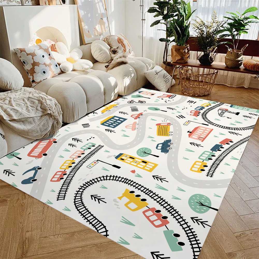 Kids Play Mat NonSlip Flannel Carpets for Childrens Room Home Living Room Bedroom Kitchen Rug Machine Washable Floor Mat C250926