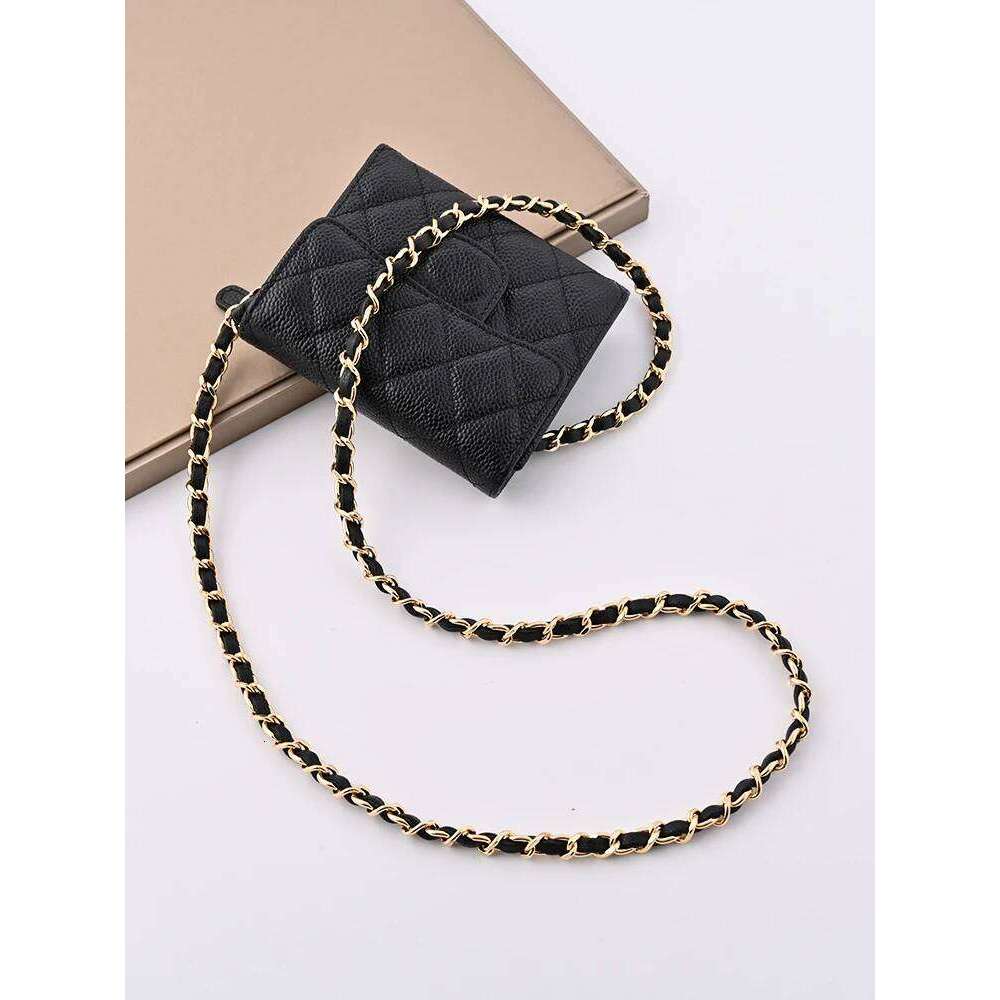 Hot Selling Ort Tee-Tab Wallet Leather Crossbody Bag With Chain Bla Caviar Pattern Faion Accory By San Geng Tu Designer Bags