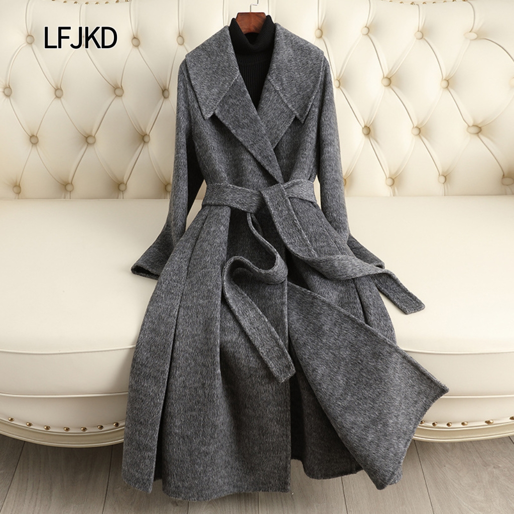 K2252 Double-faced cashmere coat women's mid-length 2025 autumn and winter new slim fashion high-end sheepskin coat