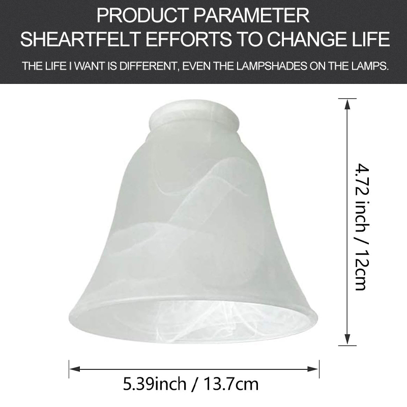 4 Pack Ceiling Fan Light Covers, Transitional Style Replacement Bell Shaped Glass Shade Ceiling Fan Replacement Globes (Alabaster, 4-3/4'')