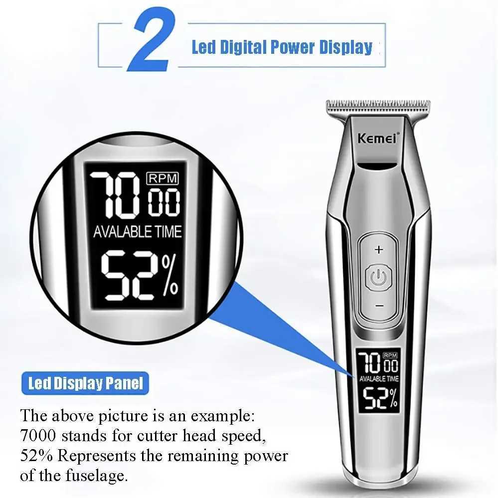 Kemei Hair Clipper Hair Trimmer for Men Adjustable Speed LED Digital Hair Clipper Carving Clippers Electric Razor R250926