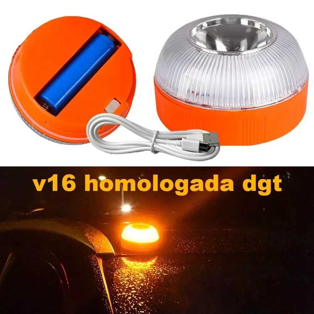 Car Emergency Beacon Light USB Rechargeable V16 Magnetic Induction Strobe Flashing Warning Light Help Flash Safety Signal Lamp C250925