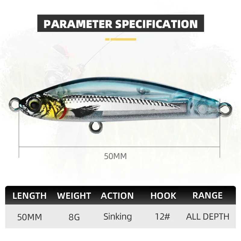 BLUX EXI 50 Sinking Gravity Pencil Heavy Stick Fishing Lure 50MM 8G Saltwater Lipss Minnow Wobbr Hard Plastic Bait W250926